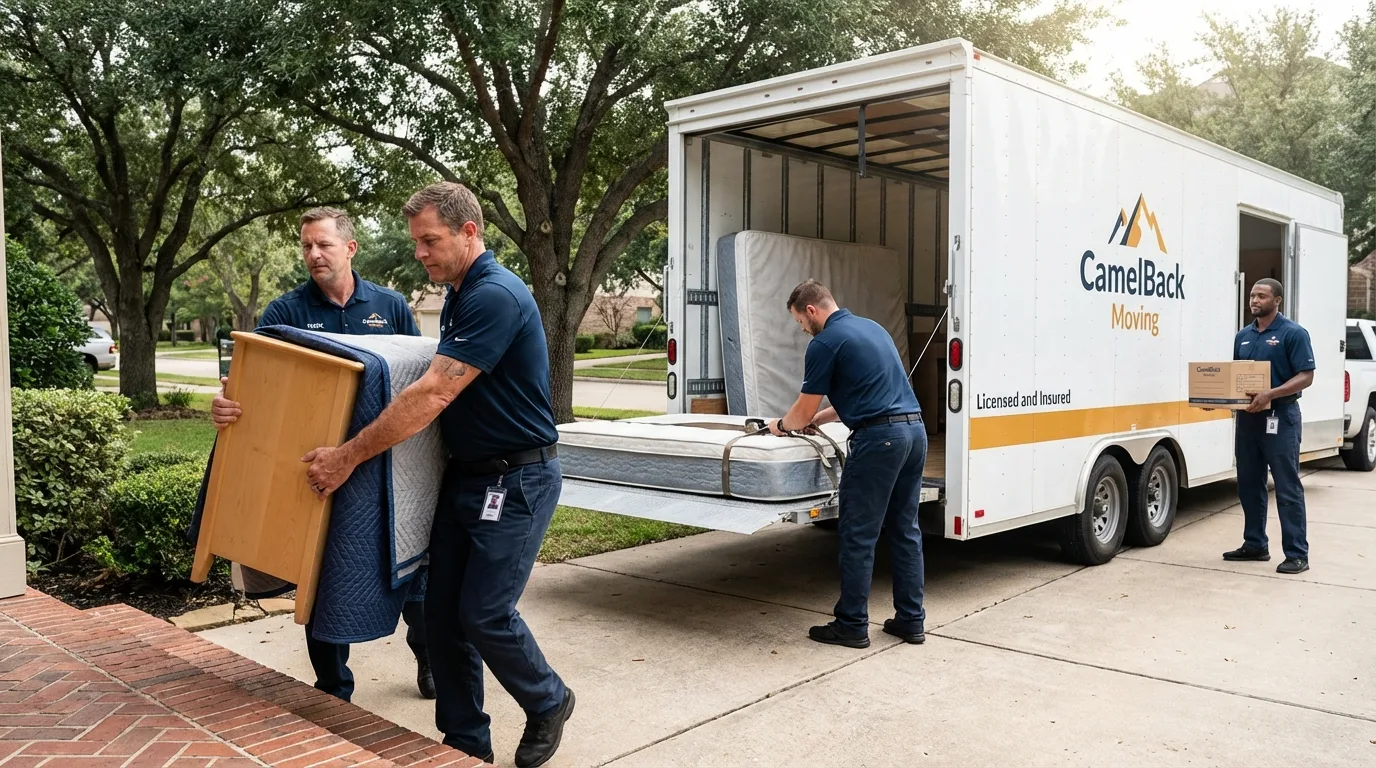 Crew loading residential truck for cross-state move from Moonachie, NJ