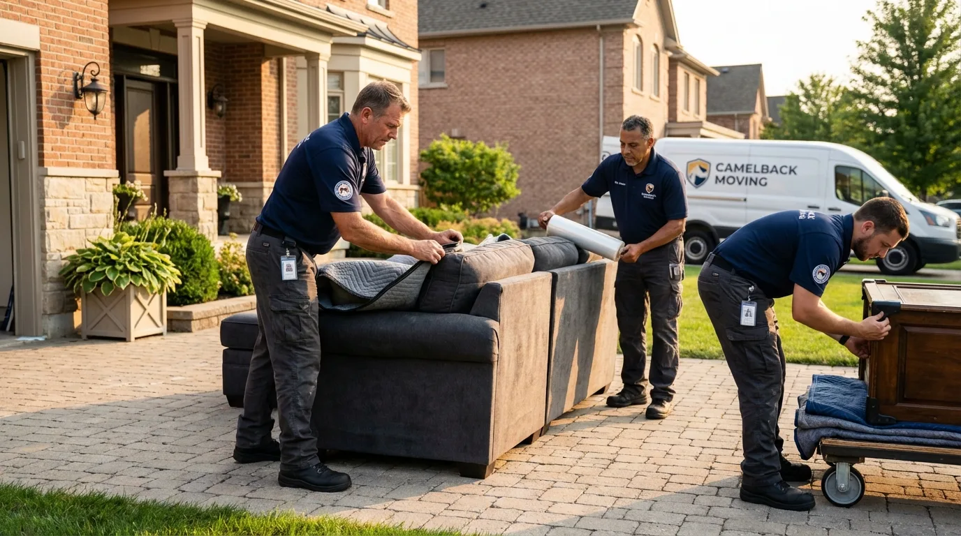 Large estate moving crew wrapping furniture in Moonachie, NJ